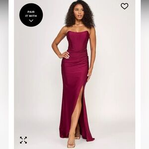 KATIA RAE Burgundy Strapless Corset Gown